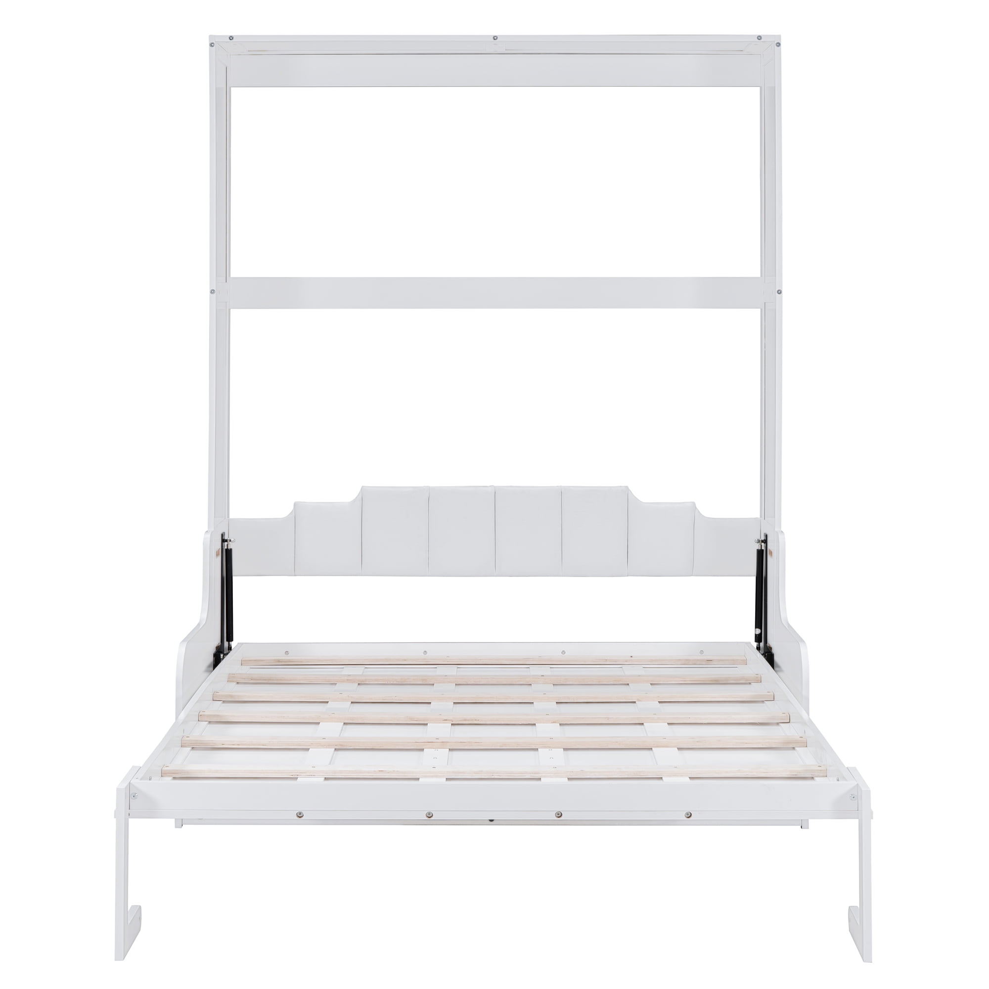 Mintazer Queen Size Murphy Bed with Sofa, Modern Foldable Wall Bed with Cushions for Bedroom Apartment Guest Room, White
