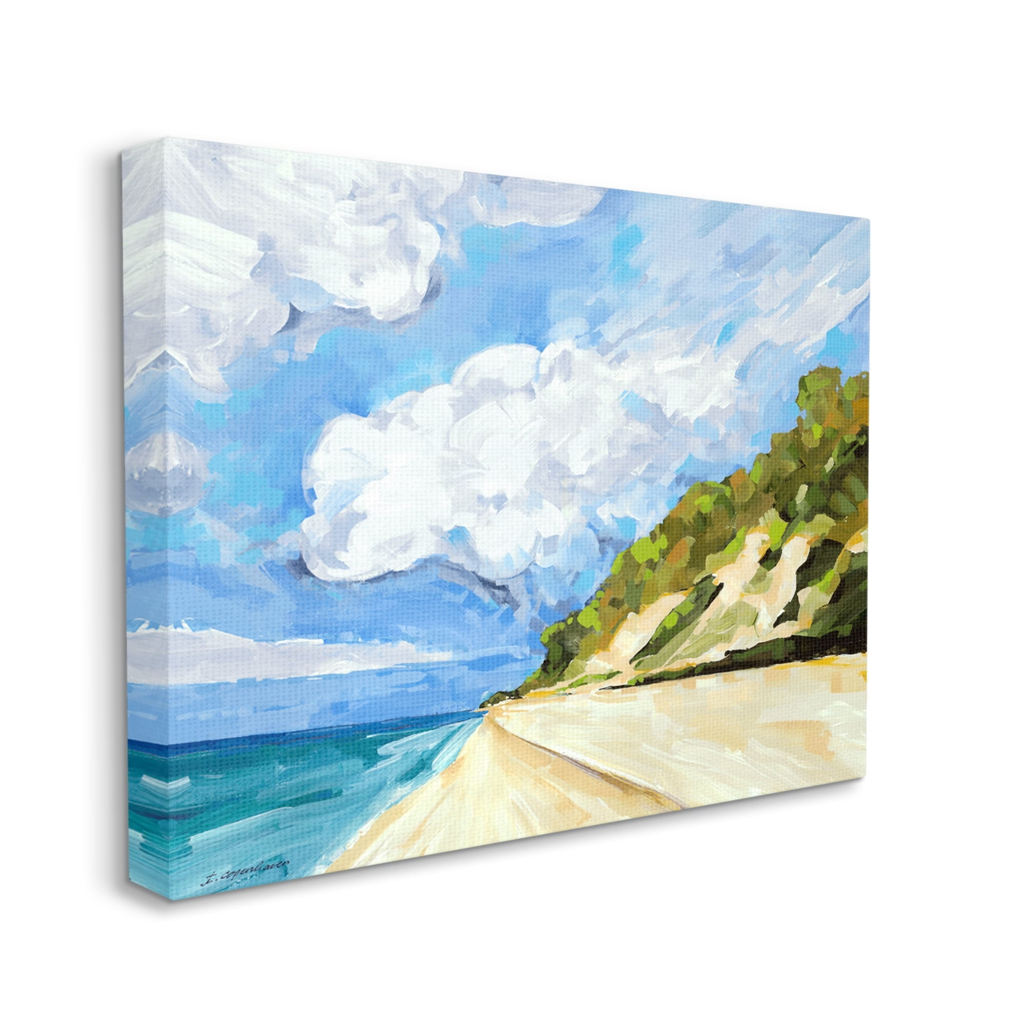 Stupell Industries Cloudy Coastal Cliffs Painting Coastal Painting Gallery Wrapped Canvas Print Wall Art