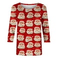 thumbnail image 4 of Christmas Tree Shirts for Women 3/4 Sleeve Holiday Graphic Tee Winter Casual Tops Xmas Party Outfit Pullover, 4 of 4