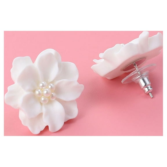 COMPUKAS White Resin Women's Earrings Ideal for Decoration Perfect Gift for Anniversary Engagement Celebration Size 1 Pair