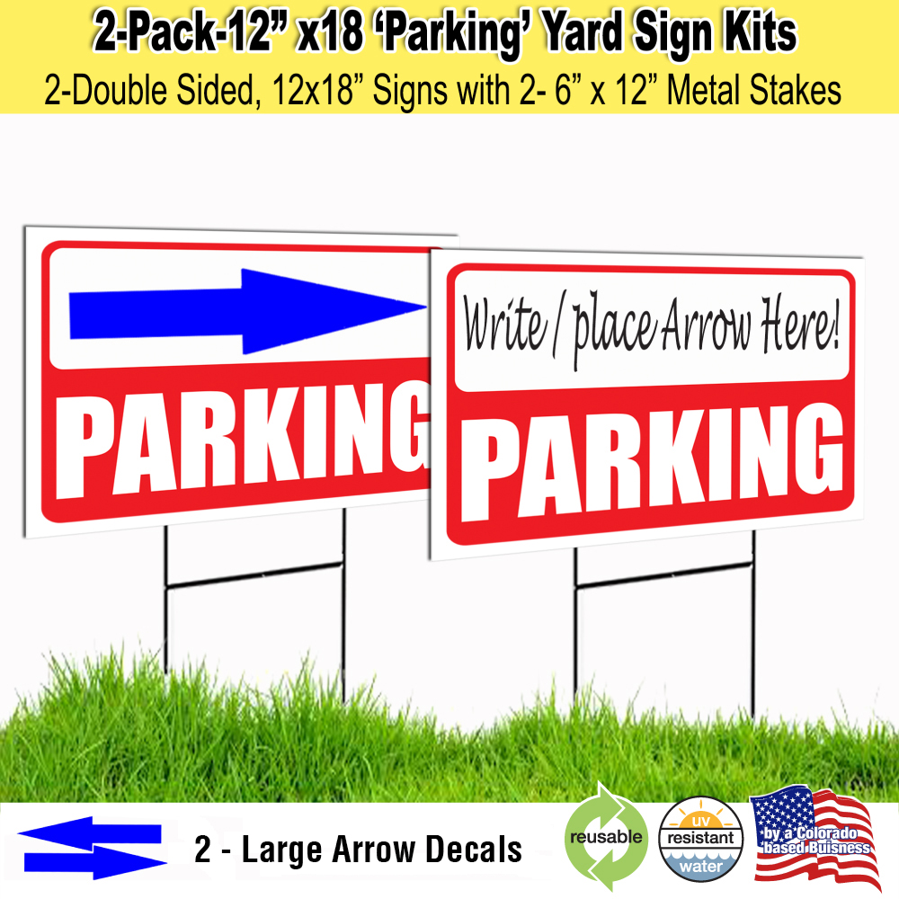 12x18 Parking Lawn Sign Kit with Arrow Stickers (2)