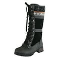 thumbnail image 1 of CEHVOM Women's Winter Fleece Lace Up Side Zipper Square Heel Low Heel Medium Boot, 1 of 4