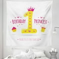 thumbnail image 1 of Birthday Tapestry, Words Design with Cartoon Girl Theme Party with Hearts Image, Fabric Wall Hanging Decor for Bedroom Living Room Dorm, 5 Sizes, Yellow and Hot Pink, by Ambesonne, 1 of 1