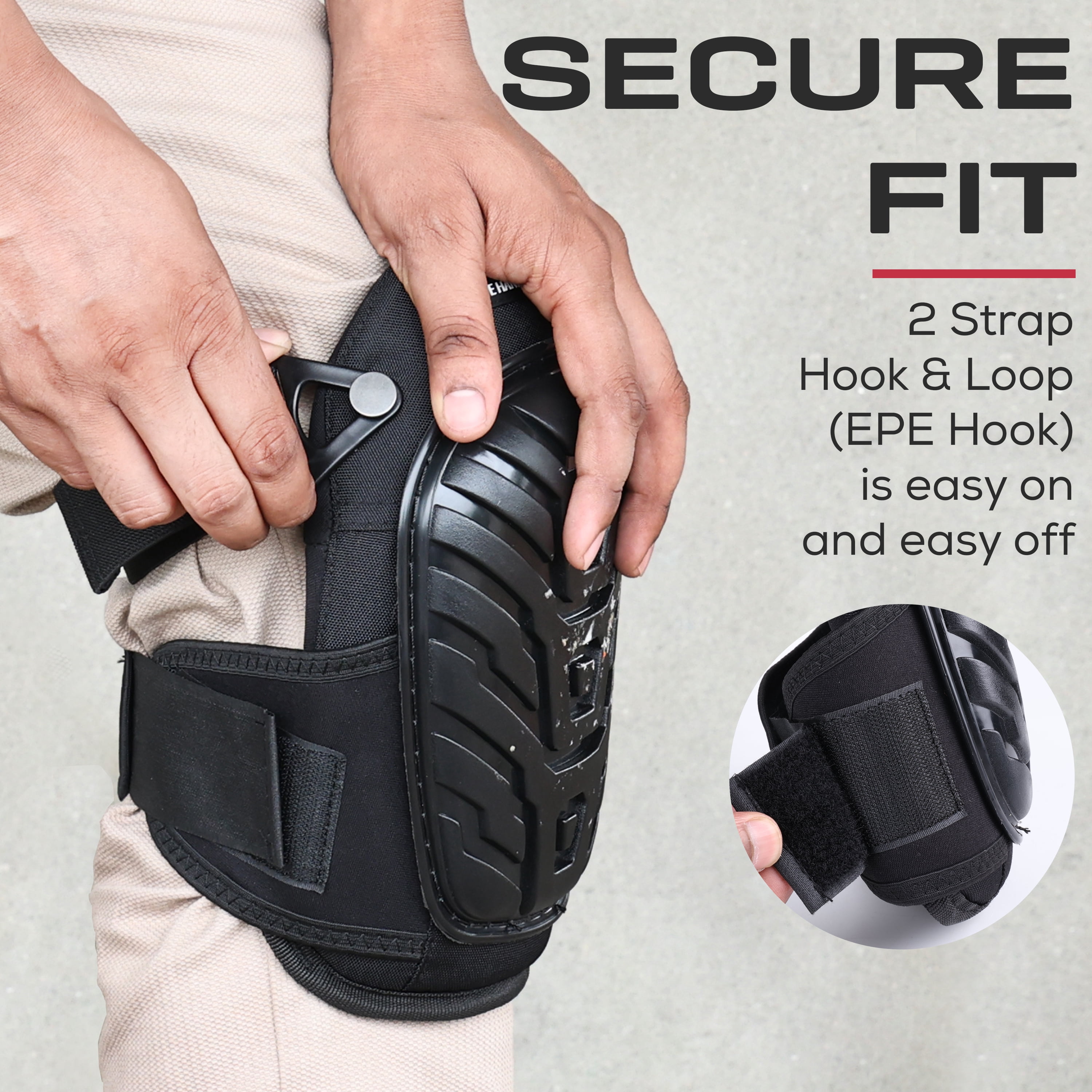 Safe Handler Professional Crystal Gel Knee Pads for Work with Soft EVA Foam and Gel Cushion — Heavy Duty Tough Cap, Reinforced Adjustable Buckle Straps