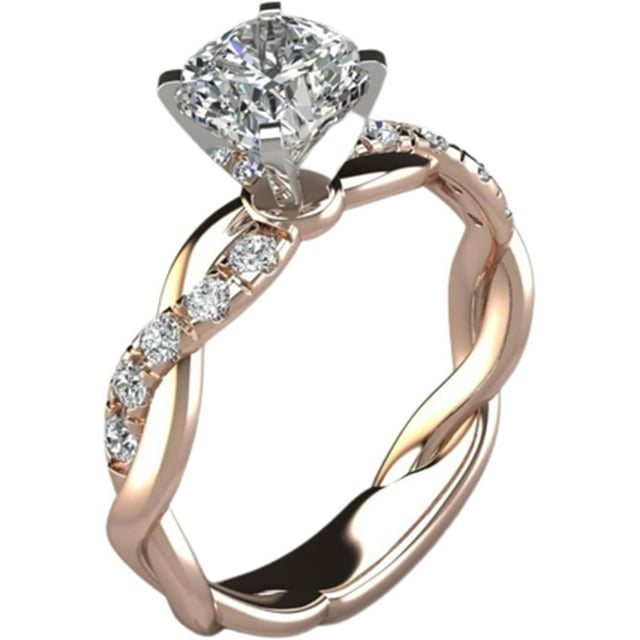 AKYUSGFL Fashion Rings for Women Synthetic Diamond Studded Zirconia Inlaid Rings Wedding Engagement Rings Jewelry Accessory Gifts