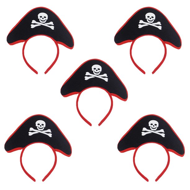 EeaseMX 5 tocados de calavera pirata para festivales, diademas para niños, tocados de fiesta