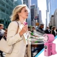 thumbnail image 7 of Portable Mini Clip Fan Handheld Rechargeable 4 Speed LED Display Travel Cooling Fan Pink, 7 of 7
