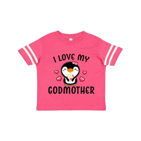 

Inktastic I Love My Godmother with Cute Penguin and Hearts Gift Toddler Toddler Girl T-Shirt