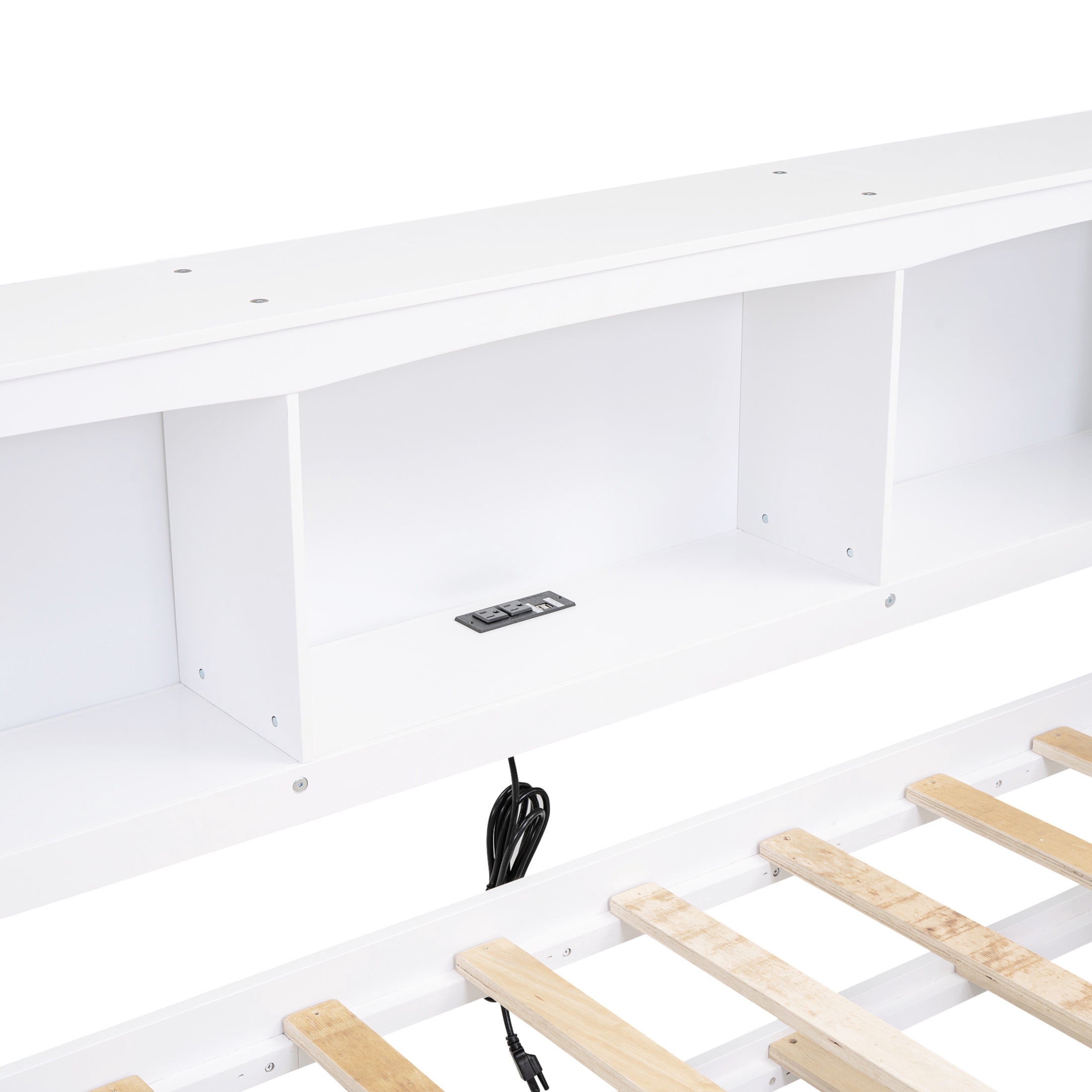 Noble House Windsor Twin Daybed with Storage Cabinets, Pull-Out Trundle and USB Charging Station, White