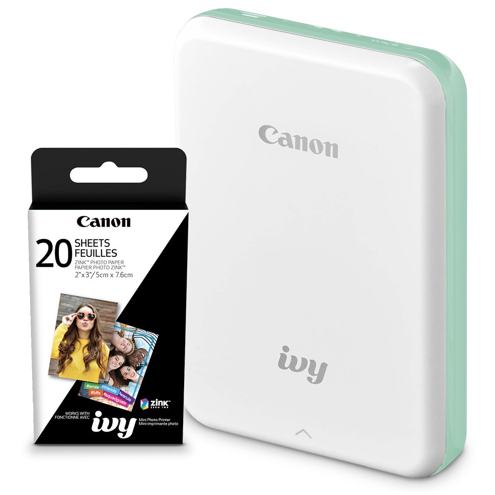Canon Ivy Mini Mobile Photo Printer (Mint Green) with Canon 2 x 3 Zink