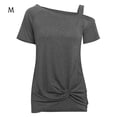 thumbnail image 1 of Camiseta de mujer Sexy con hombros descubiertos, manga corta, top de algodón retorcido, gris oscuro, M Methold AP001289-07, 1 of 7