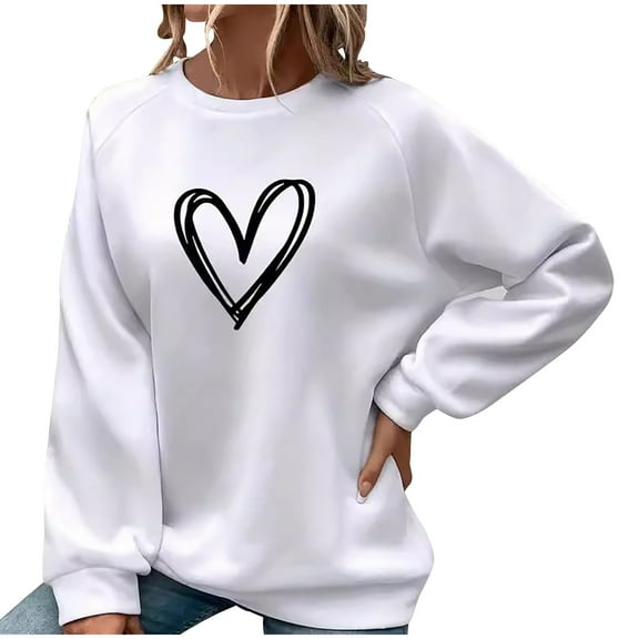 aidice Womens Sweatshirts Round Neck Long Sleeve Loose Pullover Casual Comfy Fall Winter Blouses Tops