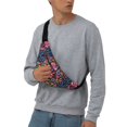 thumbnail image 2 of Easygdp Colorful Floral Embroidery Mexican Fanny Pack for Men Women,Fashion Waist Packs,Travel Hiking Chest Bag Daypack, 2 of 7