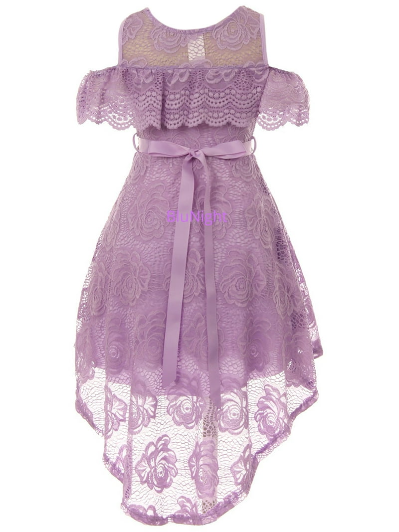 Big Girls Cold Shoulder Floral Lace High Low Wedding Bridesmaid Flower Girl Dress Lilac 14 (2J1K7S6) - Walmart.com Big Girls Cold Shoulder Floral Lace High Low Wedding Bridesmaid Flower Girl Dress Lilac 14 (2J1K7S6) - Walmart.com