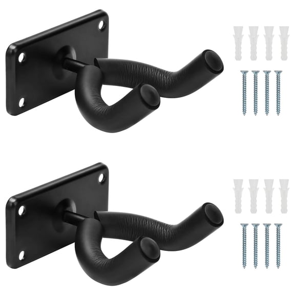 ASKITO Guitar Wall Hooks (2 Pack), Guitar Holder Bracket, Wall-Mount Guitar Hangers with Padded Yoke Fork, Display Wall Rack for Guitars, Bass, Mandolin, Banjo and More, Complete with Screw
