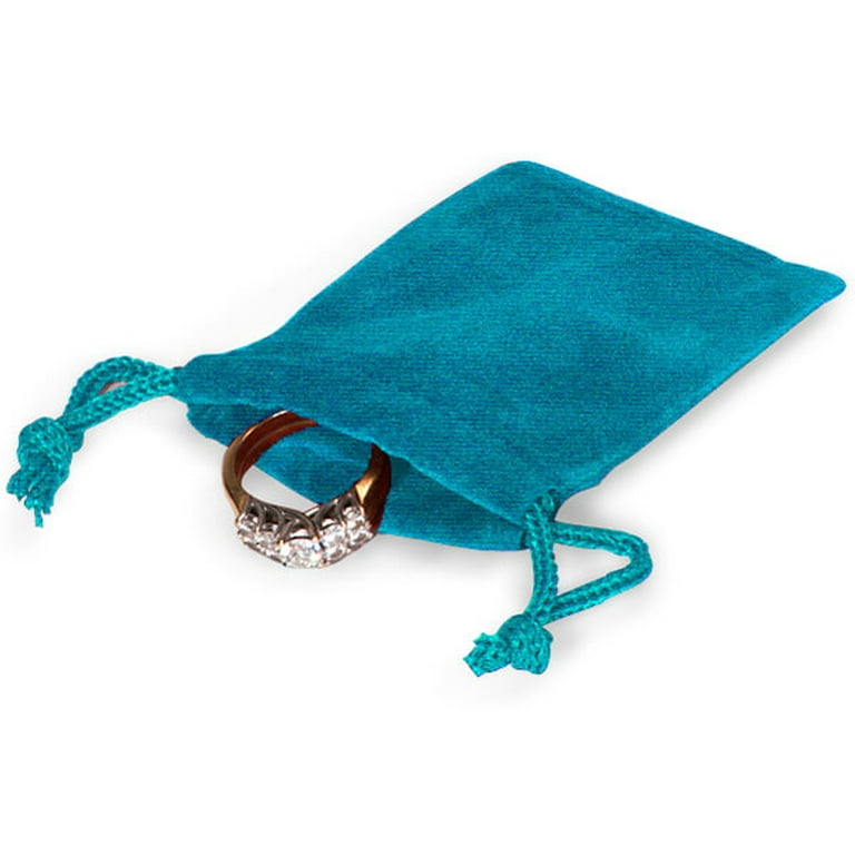 Robins Egg Velour Jewelry Bags with Drawstrings, 2x2.5, 100 Pack