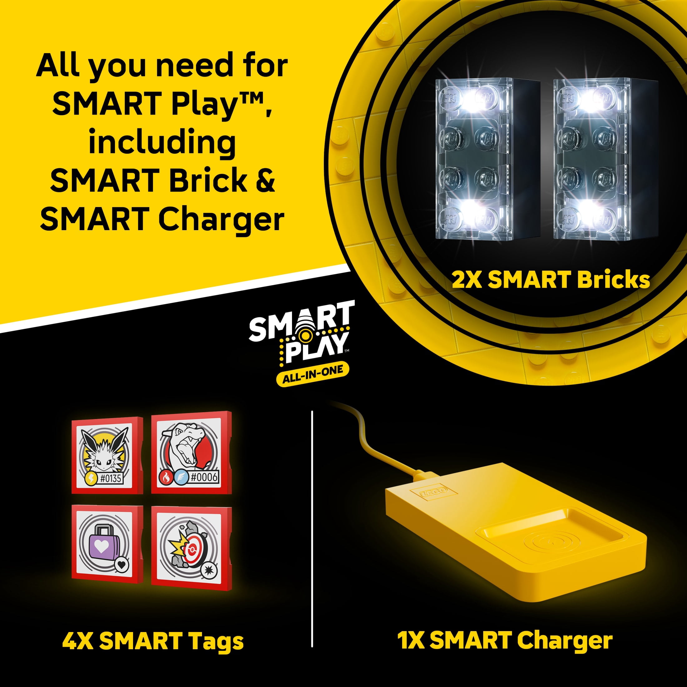 LEGO Pokémon SMART Play: Charizard vs. Jolteon Ultimate Battle - All-in-One Set with 2 SMART Bricks, 4 Tags, 2 Figures & Charger - Interactive Toy - Gift for Boys and Girls, Ages 8+ - 72167