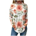 thumbnail image 2 of Ydkzymd Long Sleeve Shirts for Women Plus Size Plain Pink Petite Long Sleeve Shirt Womens M Tie Dye Flower Athletic Shirts Turtleneck Casual Floral Tops, 2 of 5