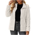 thumbnail image 2 of JOANKDMI Fuzzy Fleece Jacket for Women Full Zip Sherpa Coat Casual Stand Collar Long Sleeve Winter Warm Outerwear with Pockets Cozy Fluffy Tops for Fall Cold Weather, 2 of 5