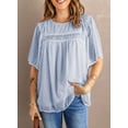 thumbnail image 3 of Asyoly Women's Summer Casual Swiss Dot Blouse Crew Neck Loose Fit Tops Short Sleeve Lace Tees, 3 of 5