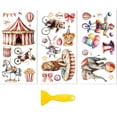 thumbnail image 1 of Calcomanía de transferencia para muebles y manualidades, 15 x 30 cm, diseño de circo y carnaval, 3 unidades, resistente al agua y a los rayos UV., 1 of 9