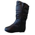 thumbnail image 2 of New Girls Slouch Comf Tall Midcalf Suede Winter Stylish Boots Shoes (Toddler/Little Kid/Big Kid)(Black Sun -9 Toddler), 2 of 3
