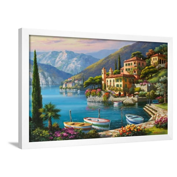 Villa Bella Vista Italy Italian Coast Landscape Painting Framed Print Wall Art By Sung Kim Walmart Com Walmart Com