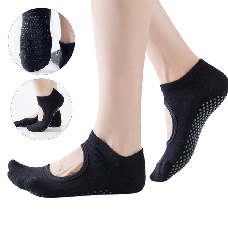 D-GROEE 2 Pairs Yoga Socks for Women Non-slip Hollow Ballet Dance Socks for  Yoga Pilates Ballet Dance