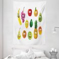 thumbnail image 1 of Fruit Tapestry, Colorful Smiling Happy Food Orange Banana Grape Pear Avocado Funny Cartoon Image, Wall Hanging for Bedroom Living Room Dorm Decor, 60W X 80L Inches, Multicolor, by Ambesonne, 1 of 2