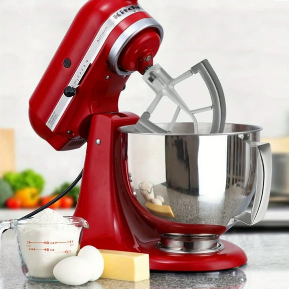 2-Pack, Stainless Steel Bowl & Flex Edge Beater for  4.5-5 Quart, Mixer Attachement Compatible With , Mixer Accessory, Fits Tilt-Head Stand Mixer Bowls For 4.5-5 Quart Bowls, Beater With Silicone