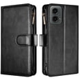 thumbnail image 2 of Leather Wallet Case with Zipper Pocket for Motorola Moto G 5G 2024 - Black, 2 of 3