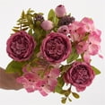 thumbnail image 6 of Soft Peach Pink and Magenta Red Vintage Artificial Peonies Silk Flowers and Hydrangeas for Wedding Bridal Home Decor – Beautiful Floral Centerpiece Bouquet, 6 of 7