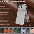 thumbnail image 6 of Compatible with Magsafe 2 in 1 Detachable for iPhone 16e Wallet Case with Card Holder Women Men, Magnetic PU Leather RFID Blocking Flip Kickstand Credit Slots,for iPhone 16e, Gray, 6 of 11