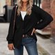 thumbnail image 5 of Gibobby Sueter para mujer Suéter de punto a rayas arcoíris para mujer chaqueta delgada abrigo casual suelto(Negro,XG), 5 of 5