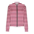 thumbnail image 4 of Womens Zip Up Hoodies Striped Color Block Casual Loose Long Sleeve Crop Sweatshirt Open Front Jacket Hooded Tops,White 1,XL, 4 of 5