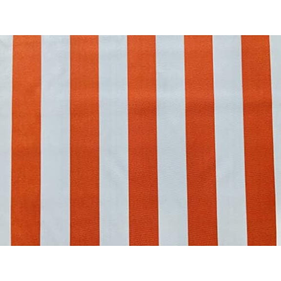 Orange & White Striped DRALON Outdoor Fabric Acrylic Teflon Waterproof Upholstery Material for Cushion Gazebo Beach - 125" Wide (Sold by The Yard)$$Art & Craft