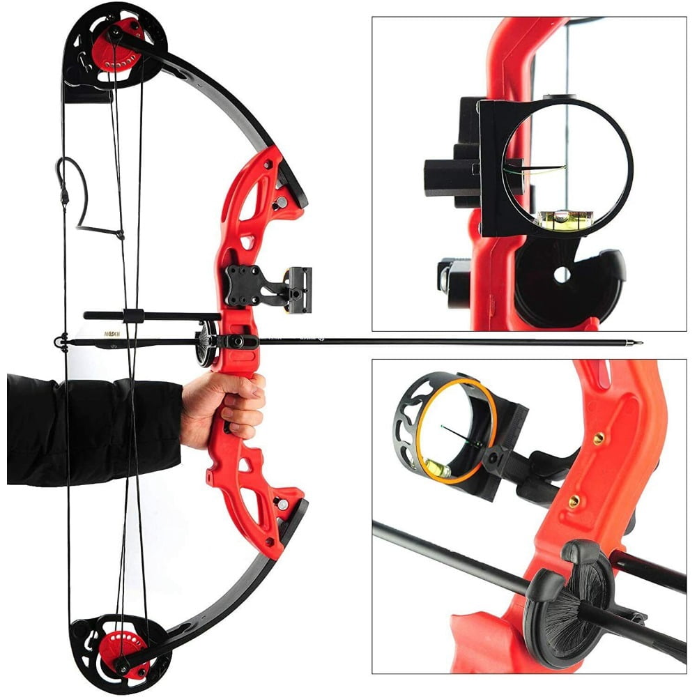 EROCK Teens Compound Right Hand Bow Archery Arrow Kit W/30" Target Hunting Set 15-29lbs