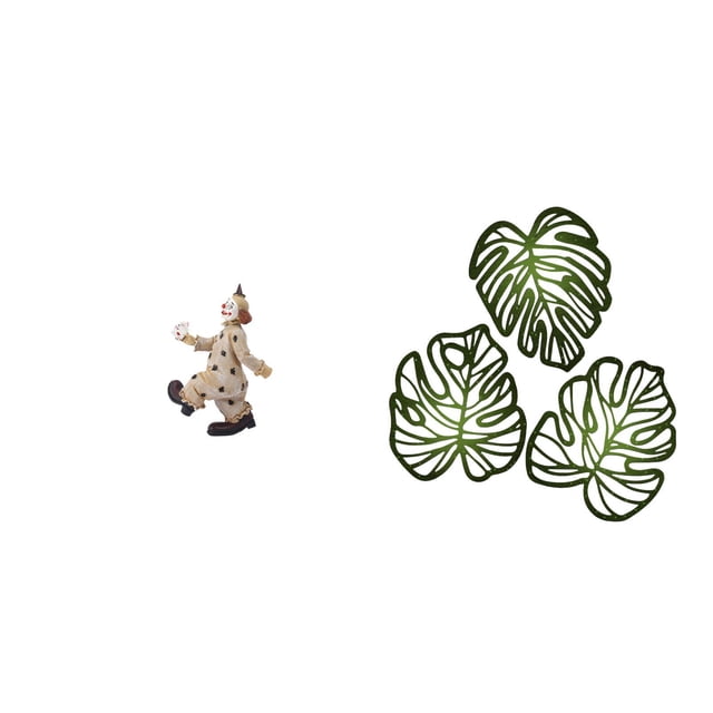 Figuras de payaso,Estatua de payaso,escultura,adorno de mesa,Colección de estatuillas de payasos adorables,Placa de pared con hojas de palma,Decoración de pared de madera con hojas de palma