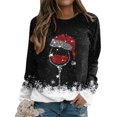 thumbnail image 3 of Gibobby Sudaderas para mujer navidad Sudadera con estampado navideño para mujer, sombrero de cristal, sudadera de manga larga, blusa informal, de temperamento(Negro,M), 3 of 5