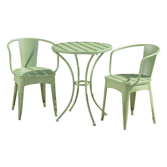 Lisonu 3-Piece Bistro Set with Table and 2 Chairs, Green