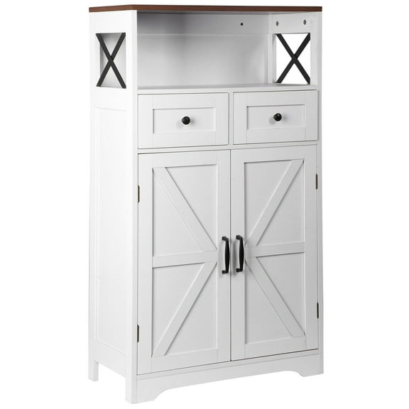 XiHuaZhaoChen Cabinet with Doors and Drawers, Freestanding Kitchen Pantry Cabinet, Floor Storage Cabinet Hutch Cupboard for Kitchen/Laundry/Living Room/Bedroom