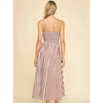 thumbnail image 6 of Women Summer Beach Maxi Dress Spaghetti Strap Striped Boho A Line Wedding Guest Flowy Long Dress Light Brown XL, 6 of 9