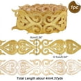 thumbnail image 3 of About 4.37 Yards(4m) Gold Heart Embroidery Ribbons 2-3/8"(6cm) Wide Adhesive Lace Trim Iron on Metallic Flower Lace for Sewing Costumes Gowns Home Decor Garment Accessories, 3 of 8