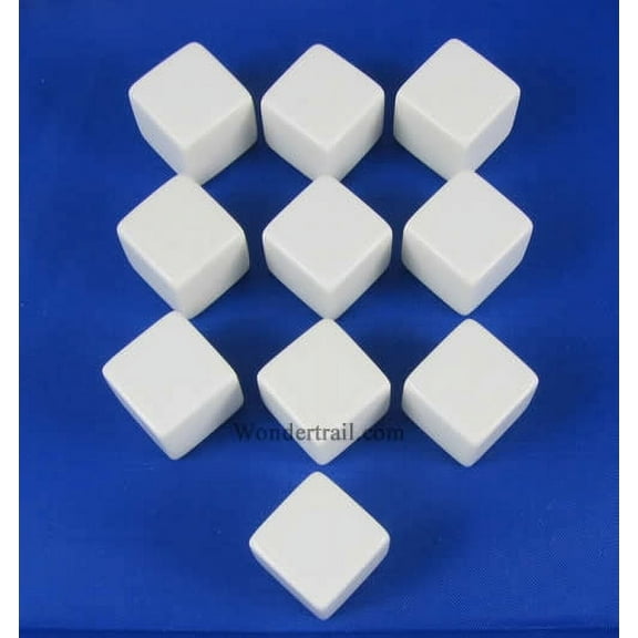 White Blank Dice with No Pips D6 16mm (5/8in) Pack of 10 Chessex