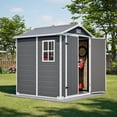 thumbnail image 3 of LZBEITEM 6' x 6' Plastic Outdoor Storage Shed with Heavy-Duty Floor, All-Weather Resin Tool Shed with Window & Lockable Double Doors, UV-Resistant & Easy Assembly for Backyard Garden, 205 cu.ft, 3 of 13