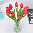 thumbnail image 4 of Cheers US 10Pcs Tulips Artificial Flowers Fake Tulips PU Real Touch Tulip Fake Flowers for Home Office Wedding Decor Artificial Tulips Flower Arrangement Bouquet Faux Flowers for Decoration, 4 of 7