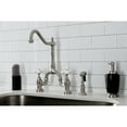 thumbnail image 3 of Kingston Brass KS7758PXBS English Country Two-Handle 3-Hole Deck Mount Bridge Kitchen Faucet with Brass Side Sprayer in Brushed Nickel, 3 of 7