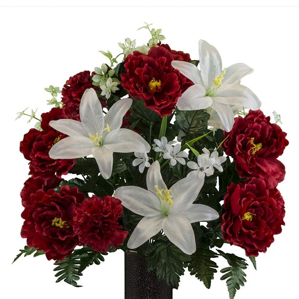 Sympathy Silks Artificial Cemetery Flowers – Realistic Vibrant Daisies