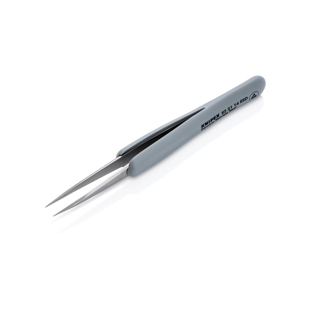 KNIPEX Premium Stainless Steel Precision Tweezers-Pointed Tips-ESD Rubber Handles