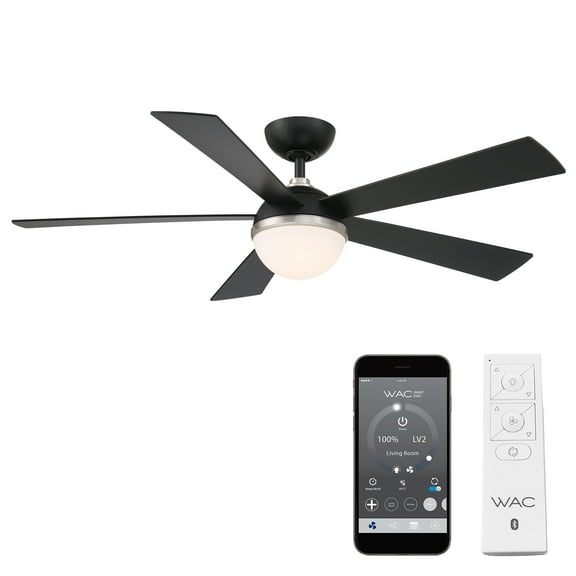 WAC Eclipse 54" Matte Black/Brushed Nickel Integrated LED Smart Ceiling Fan with Remote Control